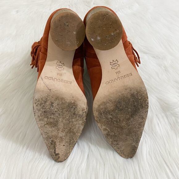 Anthro Bernardo Burnt Orange Suede Western Style Boots w Fringe Women's Sz 9 EUC - Picture 6 of 9